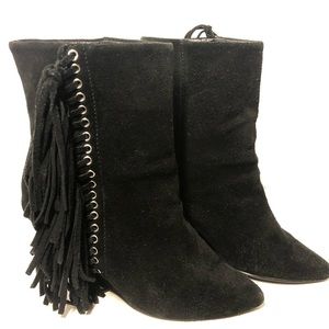 Bebe black booties with fringe